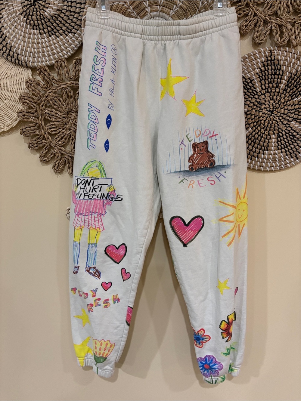 Teddy Fresh Don't Hurt My Feelings Doodle Sweat Pants Women's Size XS